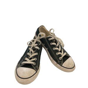 Converse All Star Youth Size 3 Black Canvas Low-Top Sneakers shoes